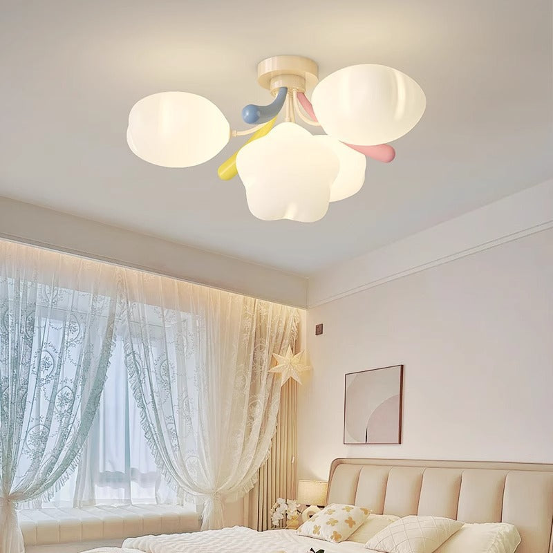 Contemporary Nordic Cute Kids Cartoon Star Round PE Iron LED Semi-Flush Mount Ceiling Light For Bedroom