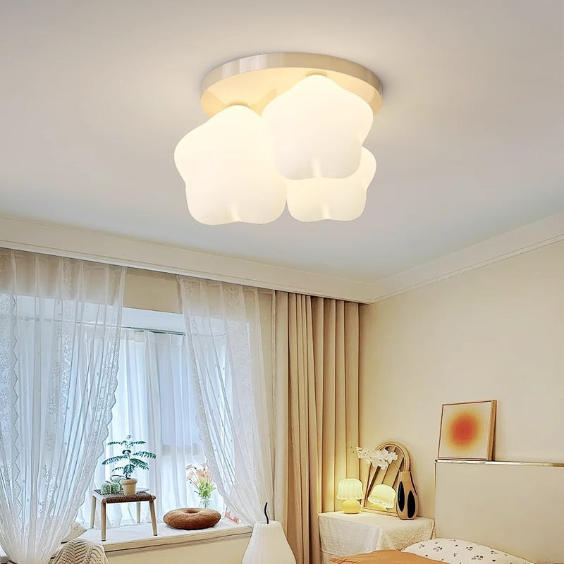 Contemporary Nordic Cute Kids Cartoon Star Round PE Iron LED Semi-Flush Mount Ceiling Light For Bedroom