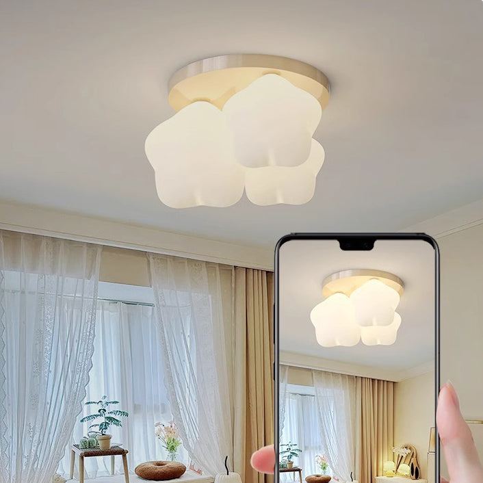 Contemporary Nordic Cute Kids Cartoon Star Round PE Iron LED Semi-Flush Mount Ceiling Light For Bedroom