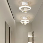 Contemporary Creative Round Orb Curve Iron Silicone Glass Acrylic LED Semi-Flush Mount Ceiling Light For Hallway