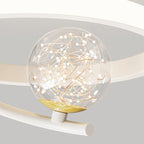 Contemporary Creative Round Orb Curve Iron Silicone Glass Acrylic LED Semi-Flush Mount Ceiling Light For Hallway