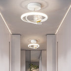 Contemporary Creative Round Orb Curve Iron Silicone Glass Acrylic LED Semi-Flush Mount Ceiling Light For Hallway