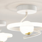 Contemporary Creative Round Orb Curve Iron Silicone Glass Acrylic LED Semi-Flush Mount Ceiling Light For Hallway
