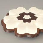 Contemporary Creative Flower Shape PE Rubberwood LED Flush Mount Ceiling Light For Bedroom