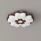 Contemporary Creative Flower Shape PE Rubberwood LED Flush Mount Ceiling Light For Bedroom