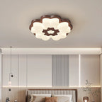 Contemporary Creative Flower Shape PE Rubberwood LED Flush Mount Ceiling Light For Bedroom