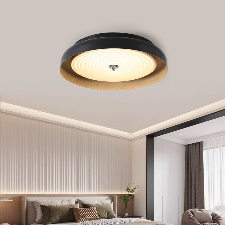 Modern Mid-century Dish Shape Round Iron Acrylic LED Flush Mount Ceiling Light for Bedroom