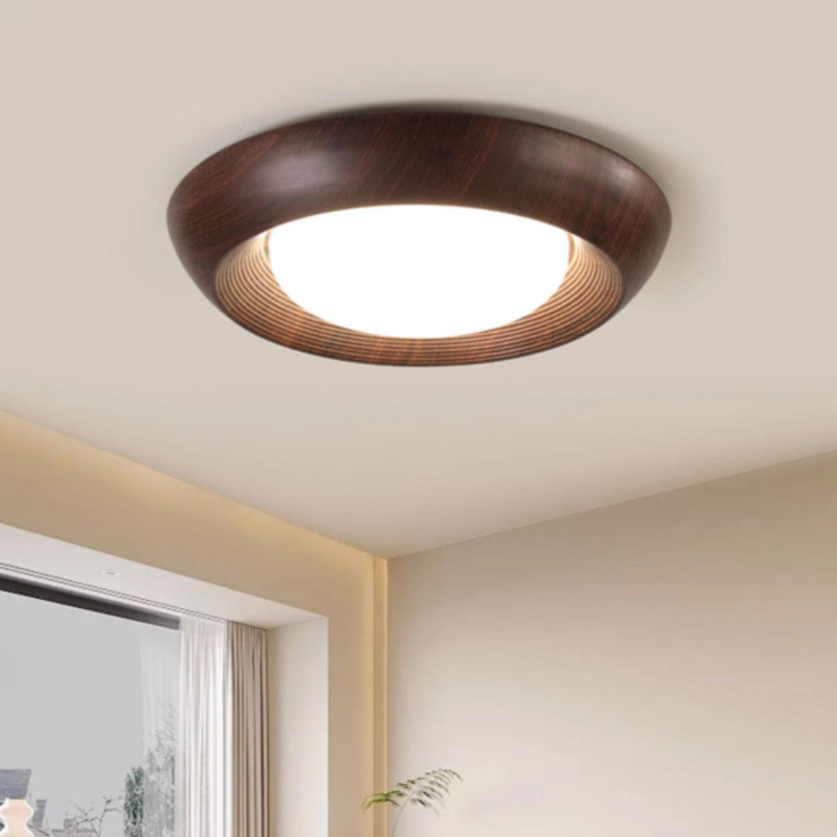 Modern Mid-century Dish Shape Round Iron Acrylic LED Flush Mount Ceiling Light for Bedroom