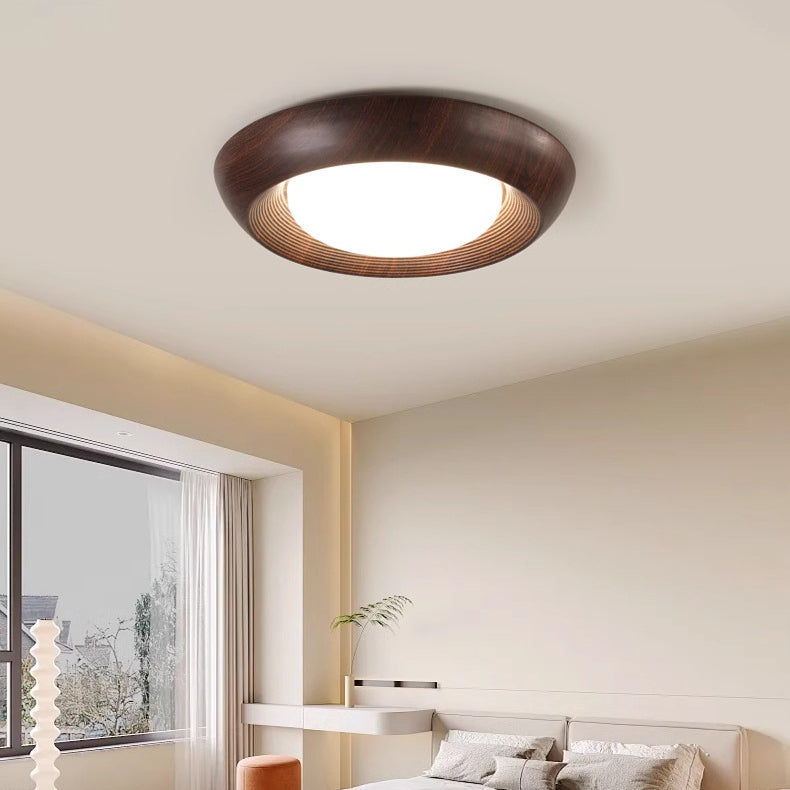 Modern Mid-century Dish Shape Round Iron Acrylic LED Flush Mount Ceiling Light for Bedroom