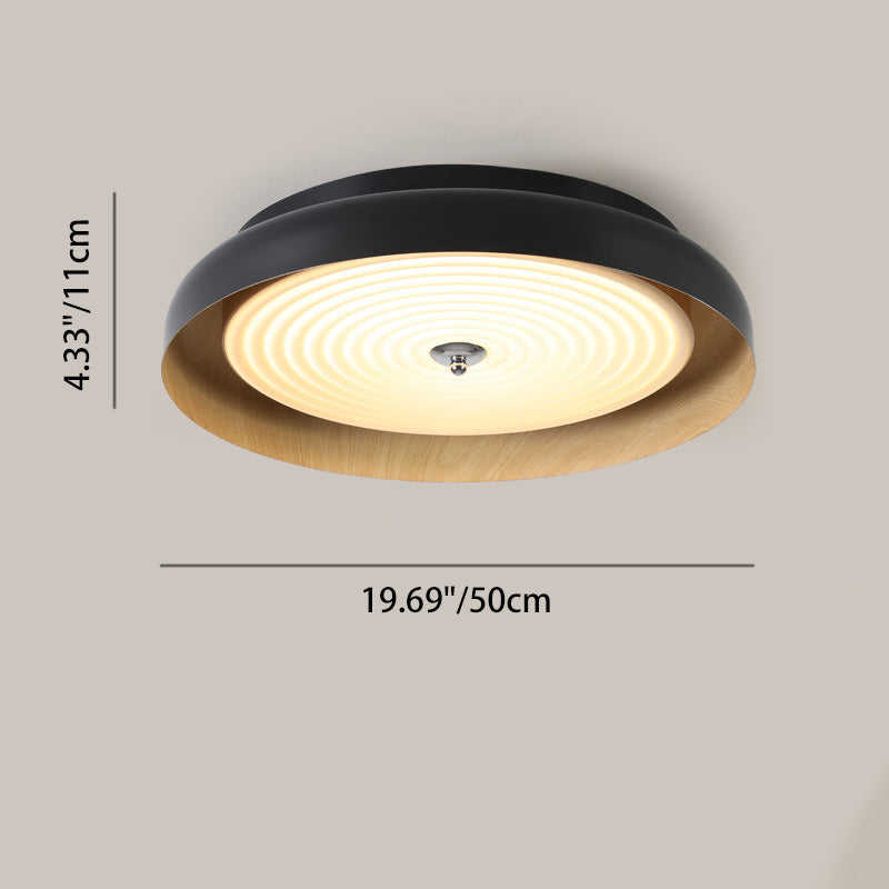 Modern Mid-century Dish Shape Round Iron Acrylic LED Flush Mount Ceiling Light for Bedroom