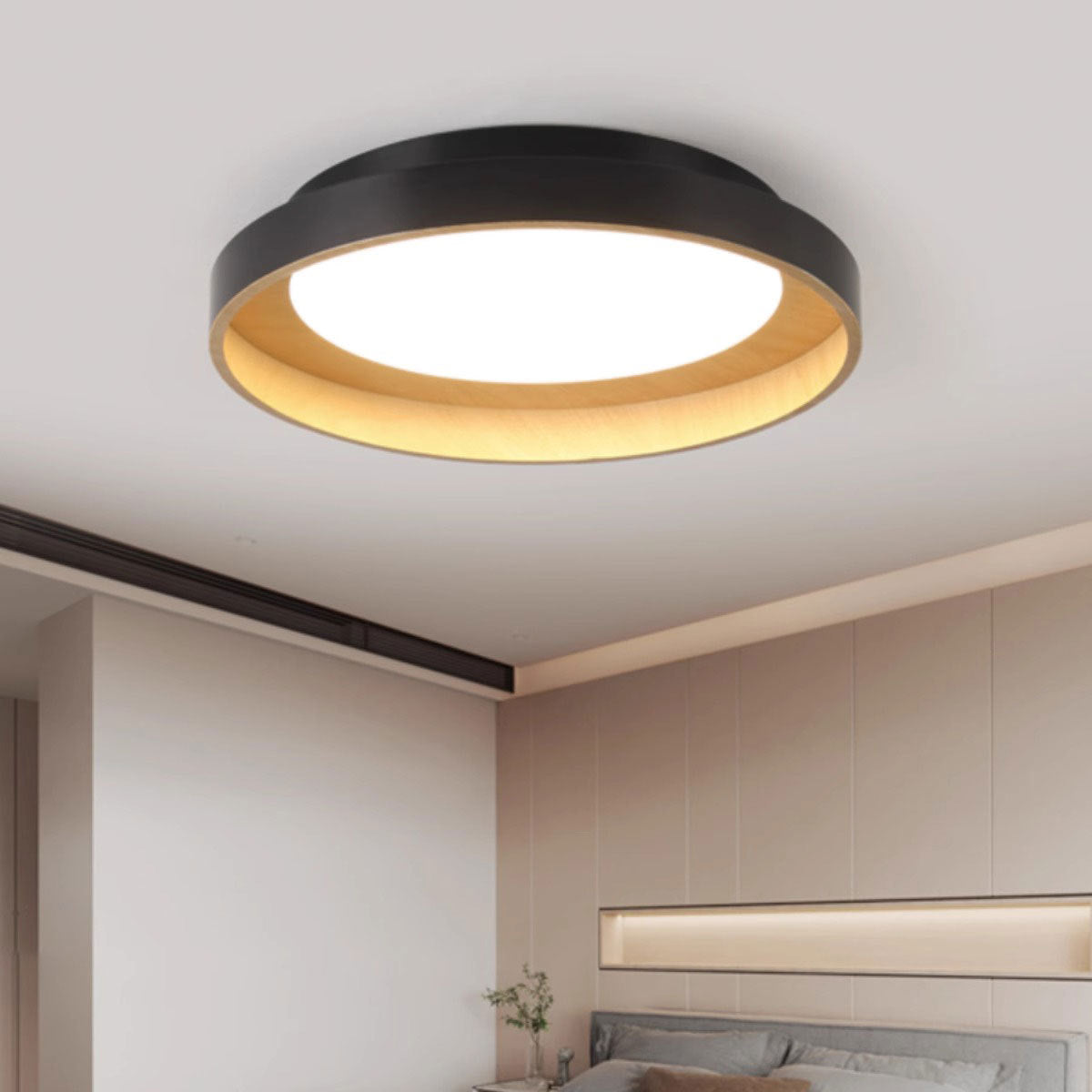 Modern Mid-century Dish Shape Round Iron Acrylic LED Flush Mount Ceiling Light for Bedroom