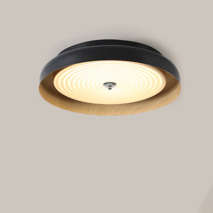 Modern Mid-century Dish Shape Round Iron Acrylic LED Flush Mount Ceiling Light for Bedroom