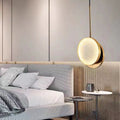 Contemporary Nordic Round Hardware Marble LED Pendant Light For Bedroom