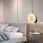 Contemporary Nordic Round Hardware Marble LED Pendant Light For Bedroom