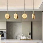 Contemporary Nordic Round Hardware Marble LED Pendant Light For Bedroom