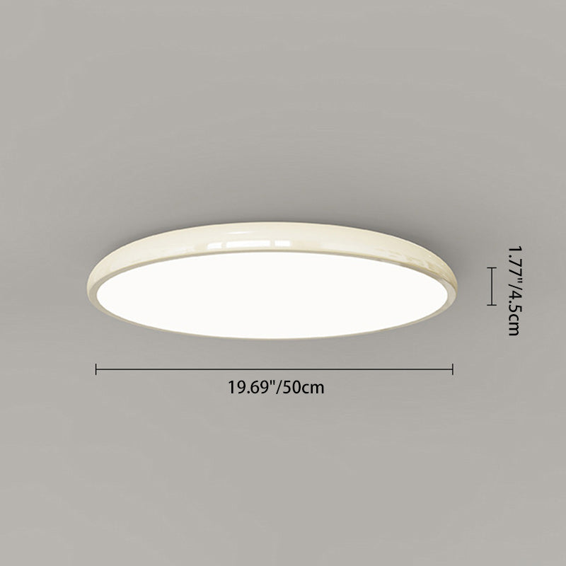 Contemporary Nordic Cream Round Iron LED Flush Mount Ceiling Light for Bedroom