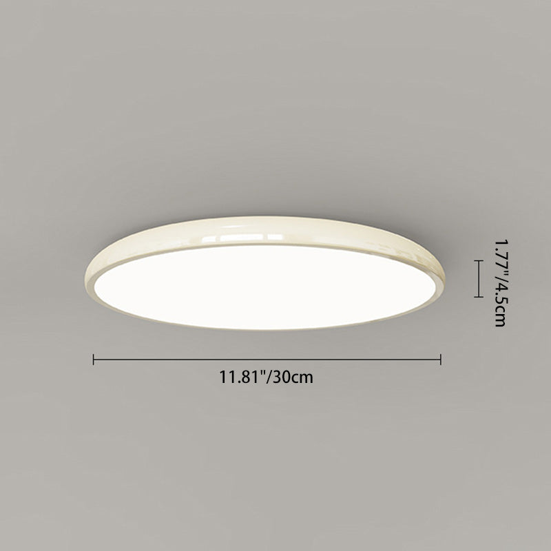 Contemporary Nordic Cream Round Iron LED Flush Mount Ceiling Light for Bedroom