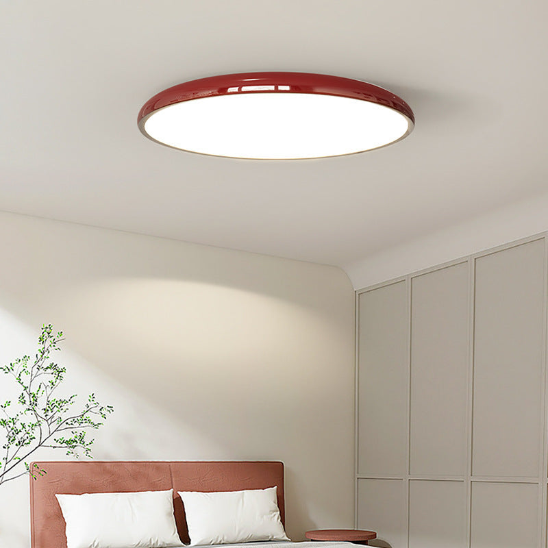 Contemporary Nordic Cream Round Iron LED Flush Mount Ceiling Light for Bedroom