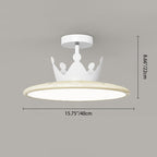 Contemporary Nordic Cream Crown Round Iron LED Semi-Flush Mount Ceiling Light For Bedroom