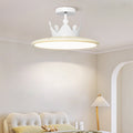 Contemporary Nordic Cream Crown Round Iron LED Semi-Flush Mount Ceiling Light For Bedroom