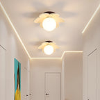 Contemporary Nordic Floral Orb Resin 1-Light Semi-Flush Mount Ceiling Light For Hallway