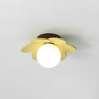 Contemporary Nordic Floral Orb Resin 1-Light Semi-Flush Mount Ceiling Light For Hallway