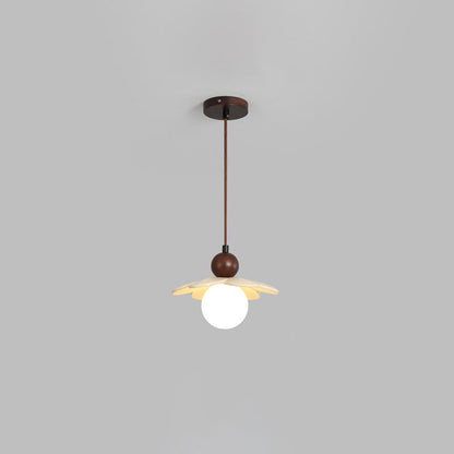 Contemporary Scandinavian Floral Orb Resin 1-Light Pendant Light For Bedroom