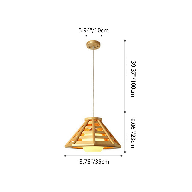 Modern Minimalist Prism Wood Glass 1-Light Pendant Light For Dining Room