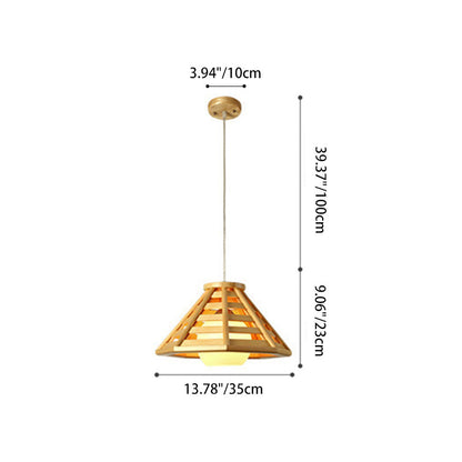 Modern Minimalist Prism Wood Glass 1-Light Pendant Light For Dining Room