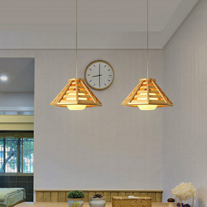 Modern Minimalist Prism Wood Glass 1-Light Pendant Light For Dining Room