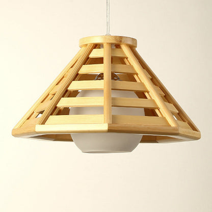 Modern Minimalist Prism Wood Glass 1-Light Pendant Light For Dining Room