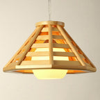 Modern Minimalist Prism Wood Glass 1-Light Pendant Light For Dining Room
