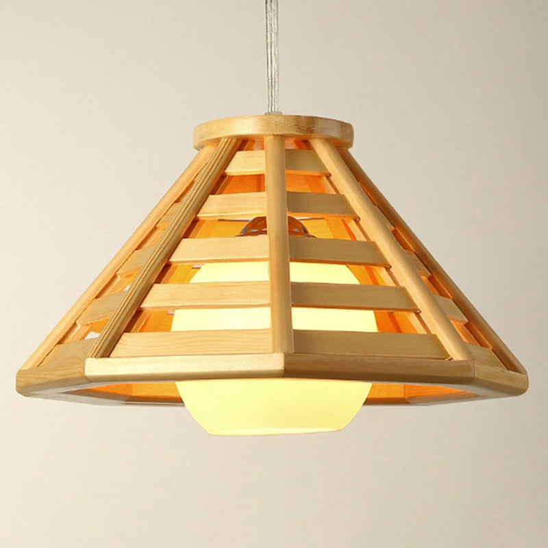 Modern Minimalist Prism Wood Glass 1-Light Pendant Light For Dining Room