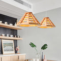 Modern Minimalist Prism Wood Glass 1-Light Pendant Light For Dining Room