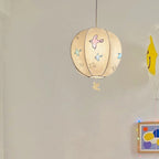 Contemporary Creative Kids Embroidery Peace Dove Round Hardware Fabric 1-Light Pendant Light For Bedroom