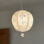 Contemporary Creative Kids Embroidery Peace Dove Round Hardware Fabric 1-Light Pendant Light For Bedroom