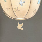 Contemporary Creative Kids Embroidery Peace Dove Round Hardware Fabric 1-Light Pendant Light For Bedroom
