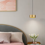 Modern Minimalist Round Cylinder Iron LED Pendant Light For Bedroom