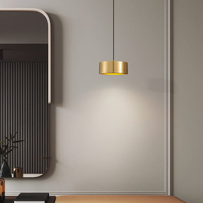 Modern Minimalist Round Cylinder Iron LED Pendant Light For Bedroom