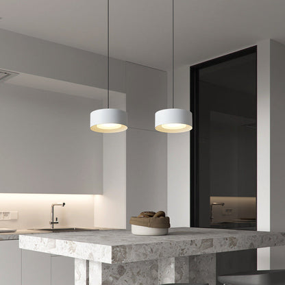 Modern Minimalist Round Cylinder Iron LED Pendant Light For Bedroom