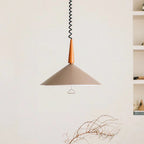 Contemporary Scandinavian Liftable Cone Round Iron 2-Light Pendant Light For Dining Room