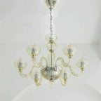 Traditional French Round Curved Iron Glass 6-light Chandelier for Living Room Lumendat