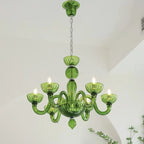 Traditional French Round Curved Iron Glass 6-light Chandelier for Living Room Lumendat