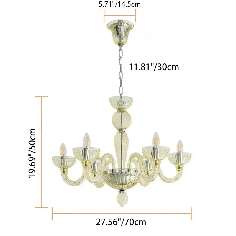 Traditional French Round Curved Iron Glass 6-light Chandelier for Living Room Lumendat