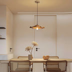 Traditional Japanese Lotus Leaf Round Hardware Resin 1-Light Pendant Light For Dining Room