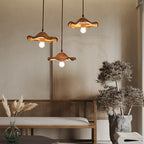 Traditional Japanese Lotus Leaf Round Hardware Resin 1-Light Pendant Light For Dining Room