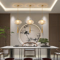 Traditional Chinese Cylinder Oval Copper Glass 1-Light Pendant Light For Bedroom
