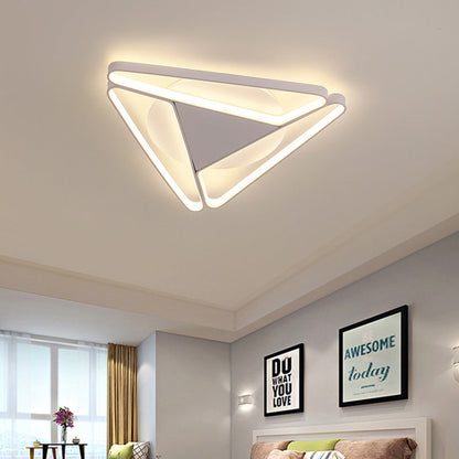 Modern Minimalist Triangle Aluminum Silicone LED Flush Mount Ceiling Light For Bedroom