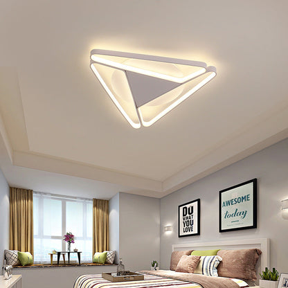 Modern Minimalist Triangle Aluminum Silicone LED Flush Mount Ceiling Light For Bedroom