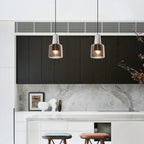 Contemporary Scandinavian Cylinder Marble Glass 1-Light Pendant Light For Bedroom